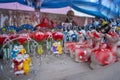 Colorful pottery is sold in the three day long Baishakhi.